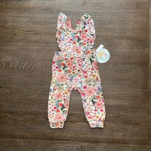 Little Sleepies - Mauve Meadow Ruffle Overall - 6-12months/ NWT
